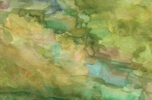 紙に水彩抽象的な質感 色のオーカーと緑 — ストック写真