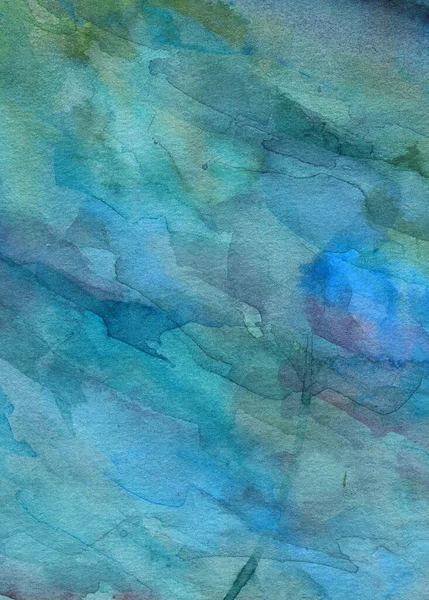 Watercolor abstract texture on paper, color green and blue