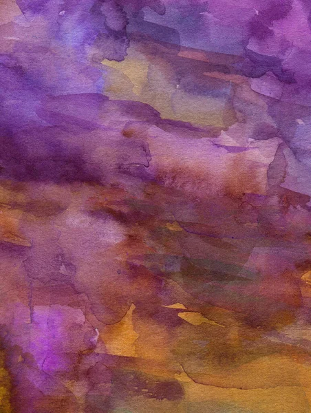 Texture Abstraite Aquarelle Sur Papier Couleur Violette Ocre — Photo