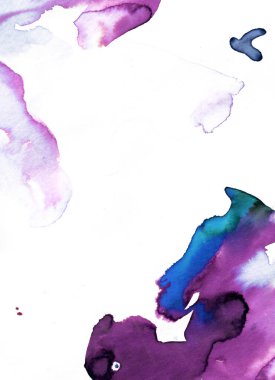 Mor ve mavi lekeli el yapımı suluboya.