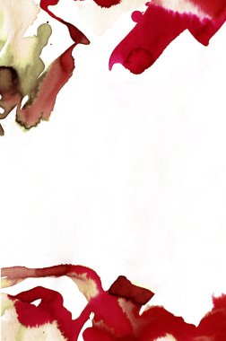 Kırmızı ve yeşil lekeli el yapımı suluboya çerçeve