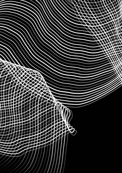 dark background with wave white lines of abstraction
