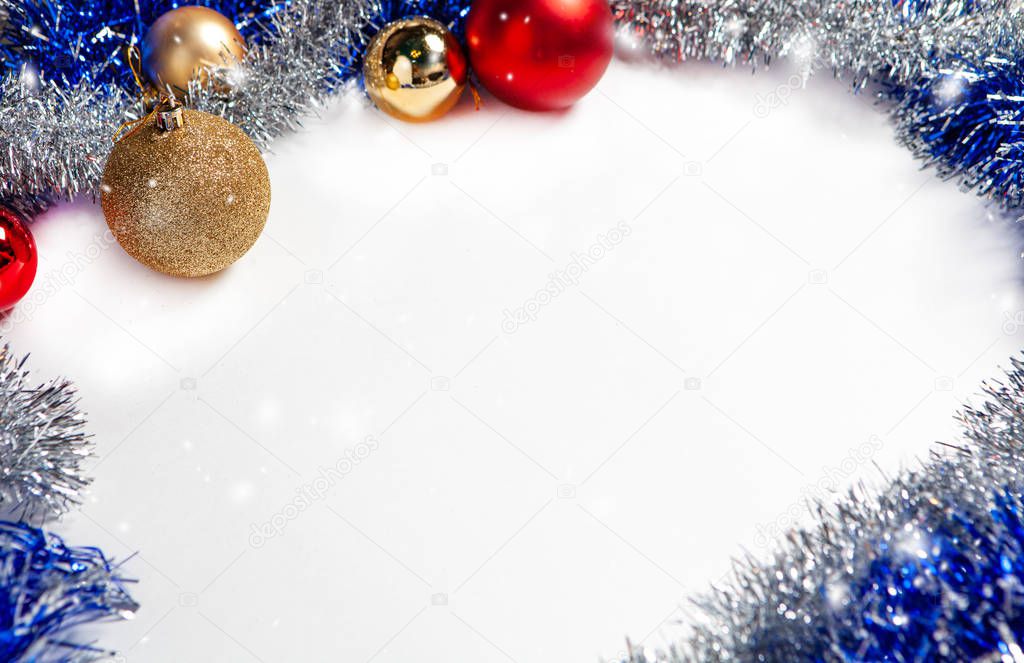 Toys for the New Year and Christmas balls - decorations for the winter holidays - different colors on a white background