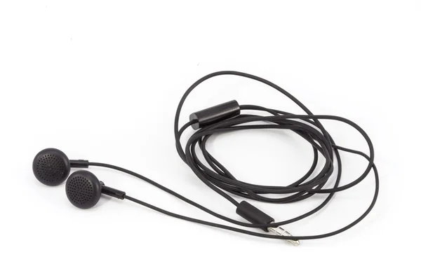 Black earphone isolate on white background — ストック写真