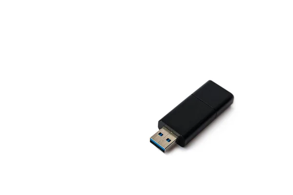 Černý usb flash disk izolovat na bílém pozadí. — Stock fotografie