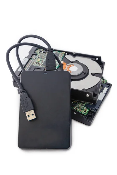 存储设备, 如硬盘驱动器、外置硬盘驱动器 — 图库照片