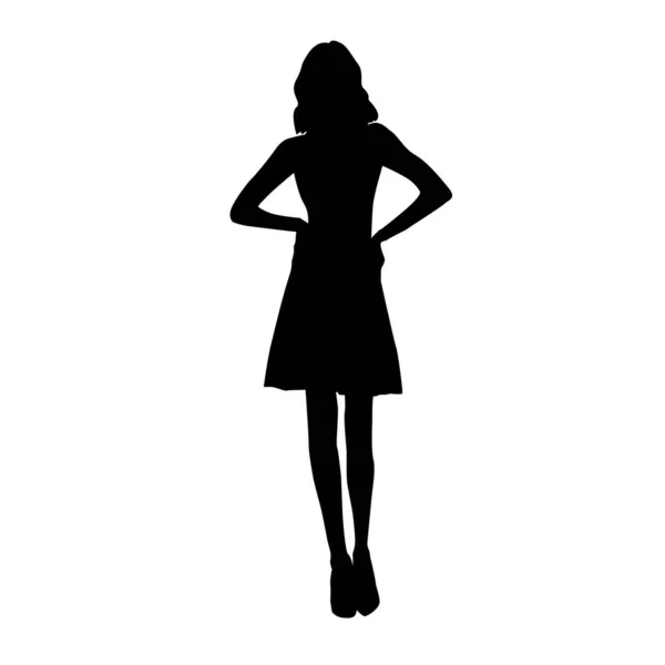 Vector black female silhouette of fashion woman — Stock Vector