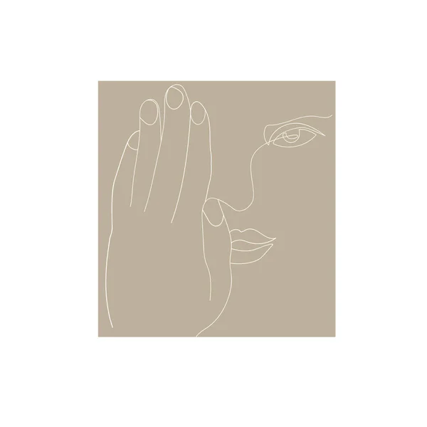 자신의 손바닥을 미니멀리즘적 여성의 손으로 디자인의 그림을 — 스톡 벡터