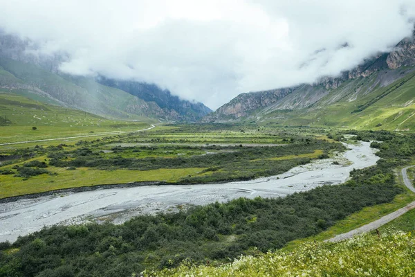 Bright Green Summer Mountains Landscape Dargavs North Ossetia Alania Caucasus — Stock Photo, Image