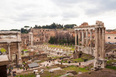 Roma, İtalya - 3 Ocak 2008: Roma harabelerinde Panorama