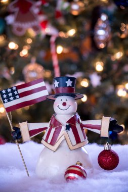 Noel için vatansever Amerikan Kardan Adam