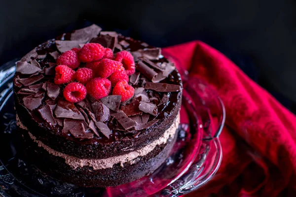 Closeup of a delicious chocolate layer cake — Stock Photo, Image