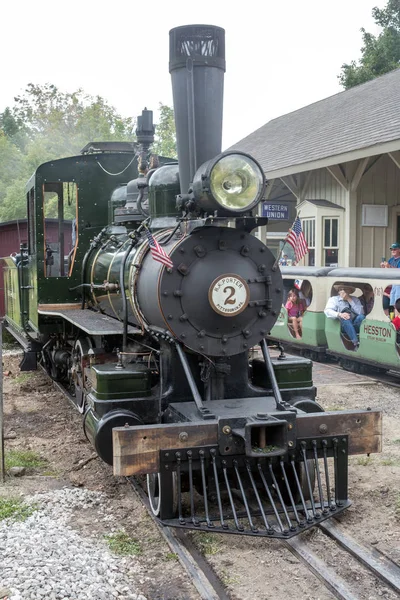 Starý parní stroj ve vlaku Muzeum v Indiana Usa — Stock fotografie