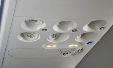 warning lights for passengers on an airplane