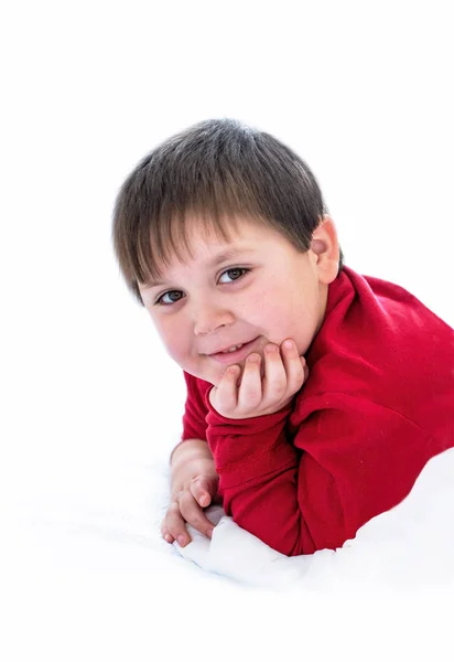 Portrait of a boy on white — Stock Photo, Image