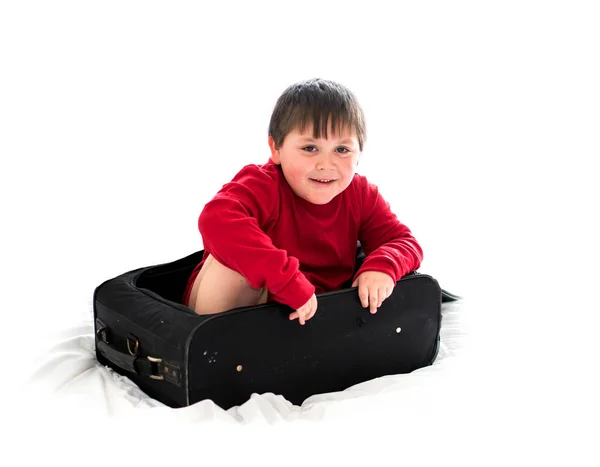 Little boy in a suitcase — Stock Photo, Image