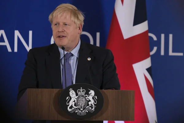 Britain Prime Minister Boris Johnson Addresses Press Conference European Union — Stock Photo, Image