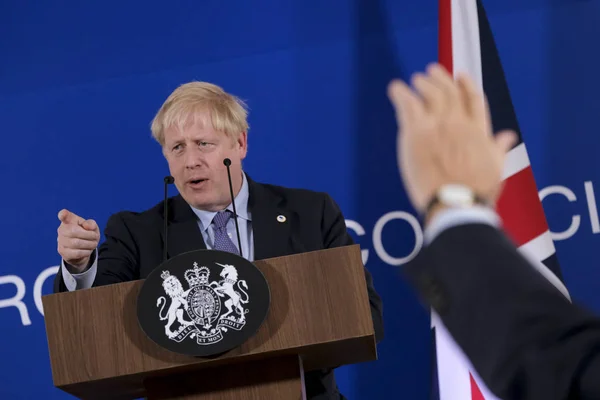 Primer Ministro Británico Boris Johnson Dirige Una Conferencia Prensa Durante — Foto de Stock