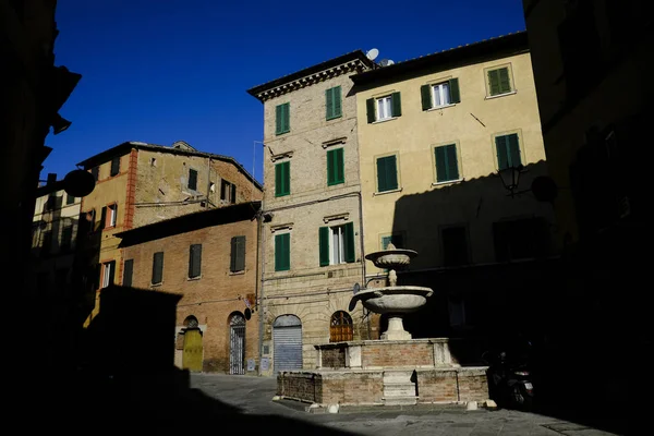 Vue Extérieure Des Maisons Traditionnelles Sienne Toscane Italie Octobre 2019 — Photo