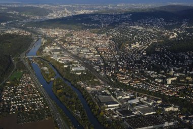 25 Ekim 2019 'da Almanya' da Stuttgart 'ın hava görüntüsü
