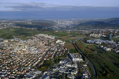 25 Ekim 2019 'da Almanya' da Stuttgart 'ın hava görüntüsü