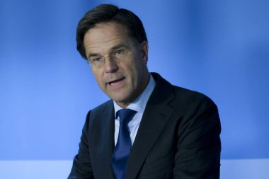 Brüksel, Belçika. 17 Ekim 2019. Hollanda Başbakanı Mark Rutte, Eu liderlerinin zirvesi sonrasında düzenlediği basın toplantısında konuştu.