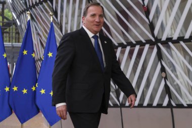 İsveç Başbakanı Stefan Lofven, 17 Ekim 2019 'da Brüksel, Belçika' daki Avrupa Konseyi 'ne Avrupa Zirvesi' ne katılmak üzere geldi.. 