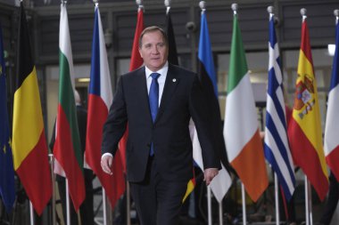 İsveç Başbakanı Stefan Lofven, 17 Ekim 2019 'da Brüksel, Belçika' daki Avrupa Konseyi 'ne Avrupa Zirvesi' ne katılmak üzere geldi.. 