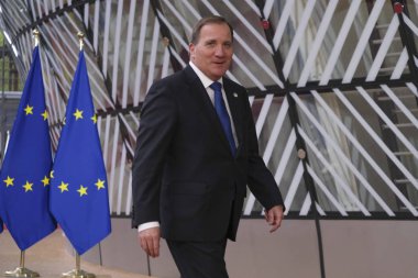 İsveç Başbakanı Stefan Lofven, 17 Ekim 2019 'da Brüksel, Belçika' daki Avrupa Konseyi 'ne Avrupa Zirvesi' ne katılmak üzere geldi.. 
