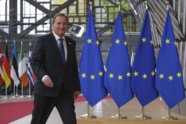İsveç Başbakanı Stefan Lofven, 17 Ekim 2019 'da Brüksel, Belçika' daki Avrupa Konseyi 'ne Avrupa Zirvesi' ne katılmak üzere geldi.. 