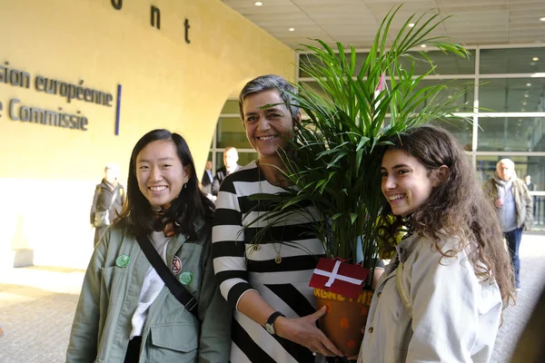 Comisaria Europea Competencia Margrethe Vestager Mantiene Una Planta Recibida Por —  Fotos de Stock