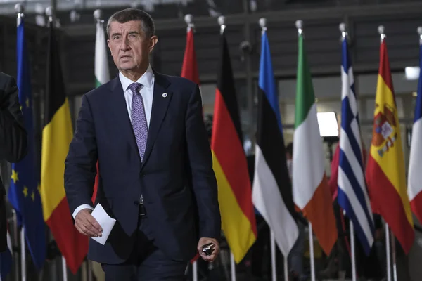 Bruksela Belgia Października 2019 Premier Czech Andrej Babis Przyjeżdża Szczyt — Zdjęcie stockowe