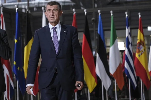 ベルギーのブリュッセル 2019年10月10日チェコの首相 Andrej BabisがEu首脳会議に出席するために到着 — ストック写真