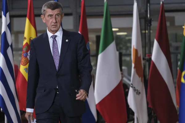 Bruksela Belgia Października 2019 Premier Czech Andrej Babis Przyjeżdża Szczyt — Zdjęcie stockowe