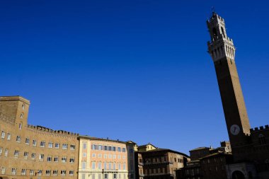 27 Ekim 2019 tarihinde Siena, Tuscany, İtalya 'daki Piazza del Campo (Campo Meydanı) manzarası