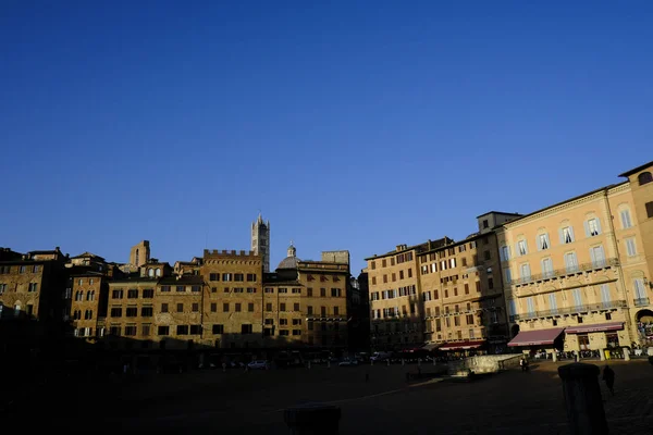 Widok Piazza Del Campo Plac Campo Sienie Toskania Włochy Października — Zdjęcie stockowe