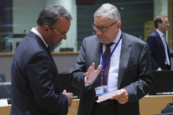 Riunione dei ministri delle finanze dell'Eurogruppo dell'UE a Bruxelles, Belgio . — Foto Stock