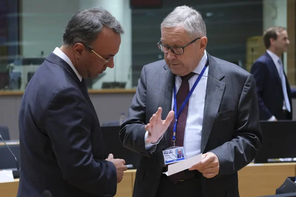 Reunión de los Ministros de Hacienda del Eurogrupo en Bruselas, Bélgica . — Foto de Stock