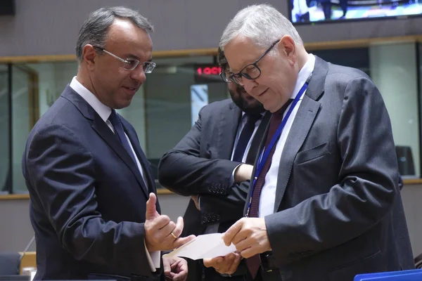 Reunión de los Ministros de Hacienda del Eurogrupo en Bruselas, Bélgica . — Foto de Stock