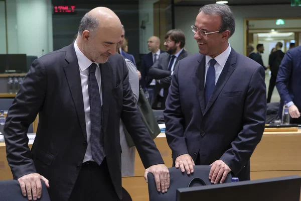 Posiedzenie ministrów finansów Eurogrupy UE w Brukseli, Belgia. — Zdjęcie stockowe