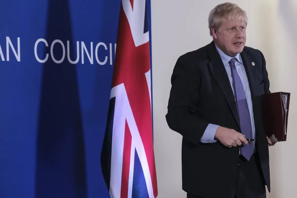 Primer Ministro Británico Boris Johnson Dirige Una Conferencia Prensa Durante — Foto de Stock