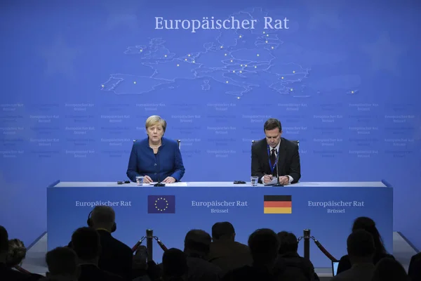 Angela Merkelová Německá Kancléřka Pořádá Summitu Evropské Unie Bruselu Dne — Stock fotografie