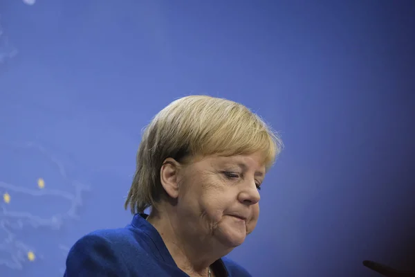 Brussels Belgia Oktober 2019 Angela Merkel Kanselir Jerman Memberikan Konferensi — Stok Foto