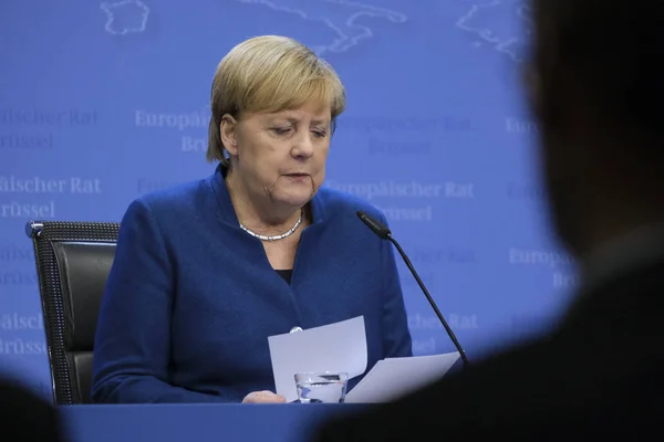 Brussels Belgia Oktober 2019 Angela Merkel Kanselir Jerman Memberikan Konferensi — Stok Foto