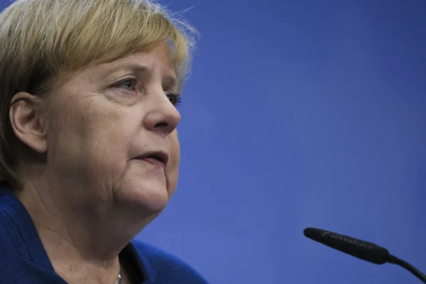 Bruxelles Belgio Ottobre 2019 Angela Merkel Cancelliera Della Germania Tiene — Foto Stock