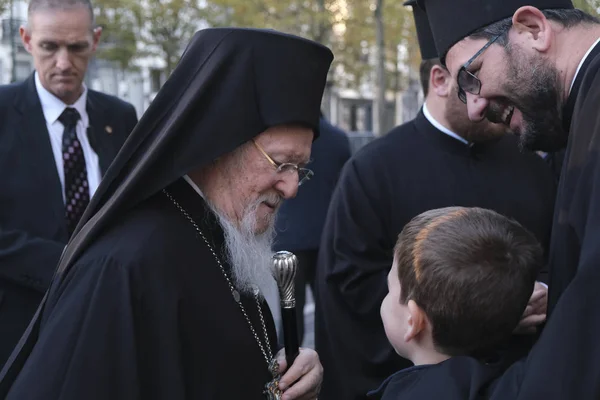 Oecumenisch Patriarch Bartholomeus Arriveert November 2019 Sint Aartsengelen Michael Gabriel — Stockfoto