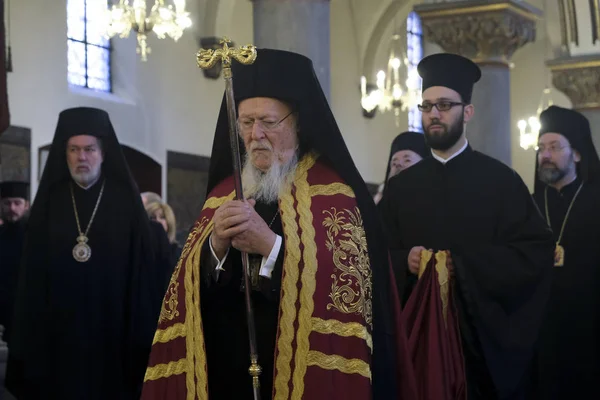 Brussel November 2019 Oecumenische Patriarch Bartholomeus Houdt Een Mis Heiligen — Stockfoto