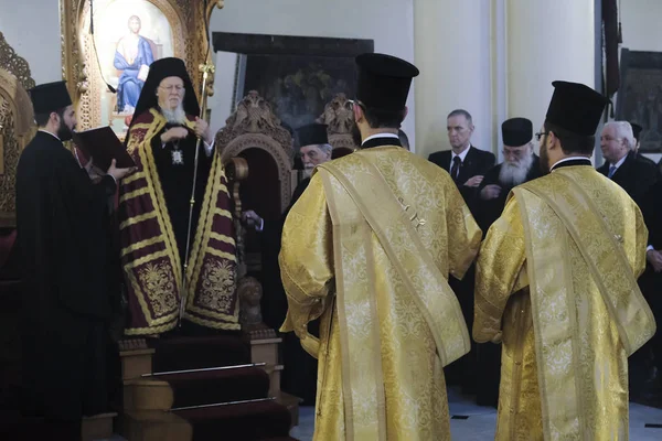 Bruxelas Bélgica Novembro 2019 Patriarca Ecumênico Bartolomeu Realiza Uma Missa — Fotografia de Stock