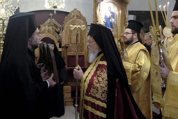 Brussel November 2019 Oecumenische Patriarch Bartholomeus Houdt Een Mis Heiligen — Stockfoto