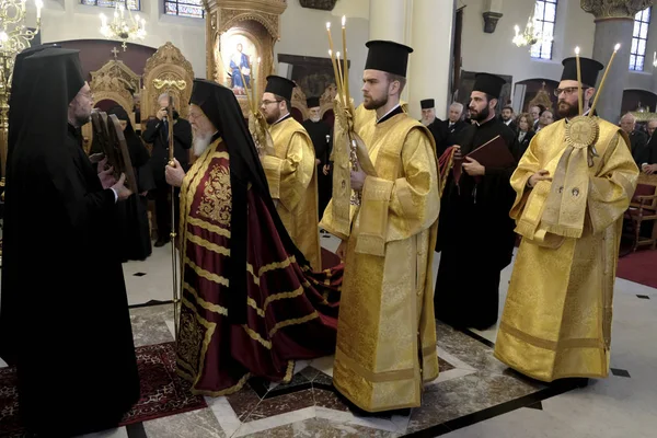 Brussel November 2019 Oecumenische Patriarch Bartholomeus Houdt Een Mis Heiligen — Stockfoto